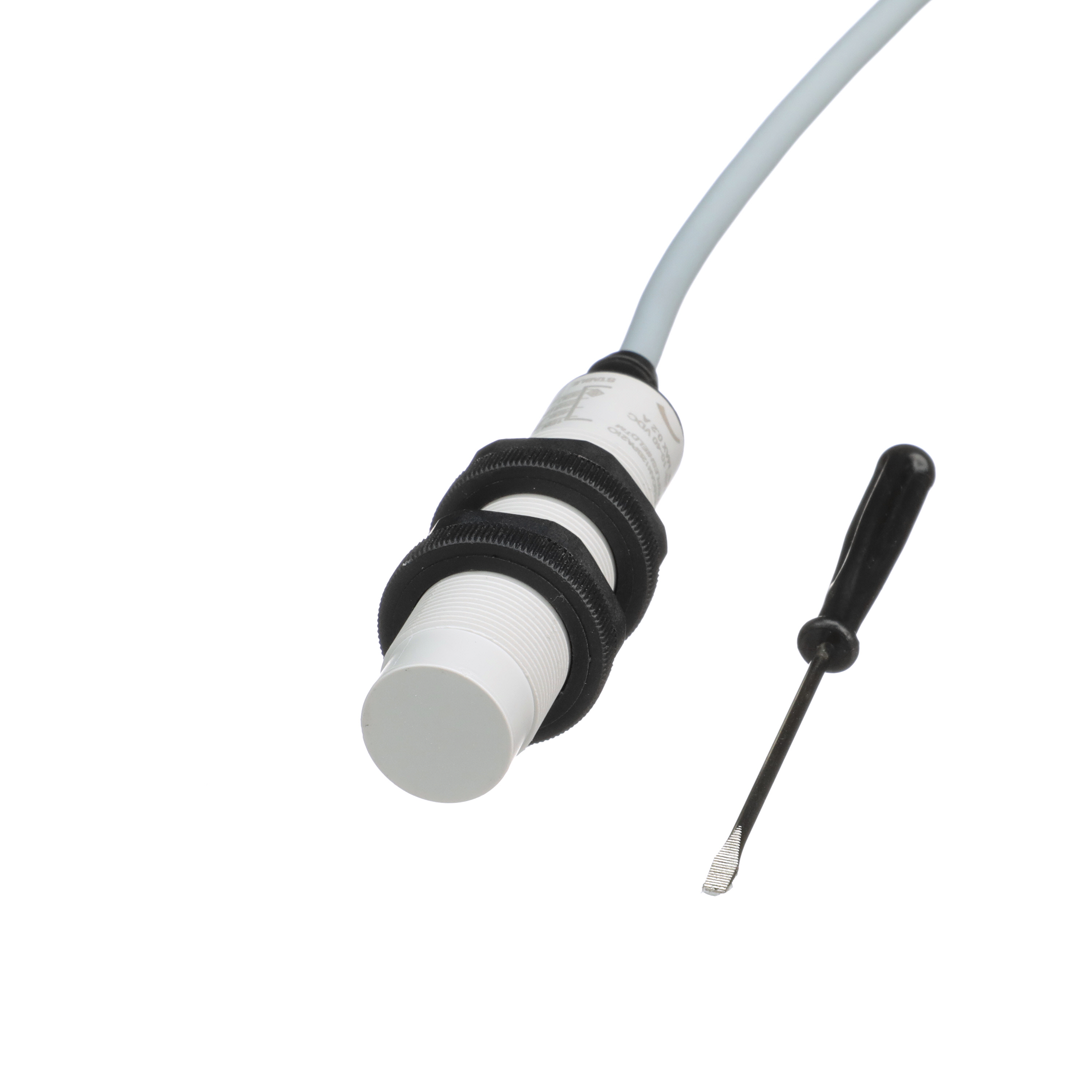 Carlo Gavazzi Capacitive Plastic Barrel Sensor; 12mm; Non-Embeddable; 10-40VDC; NO/NC Configurable; PNP/NPN Configurable; 2m Potted Cable; IO-Link